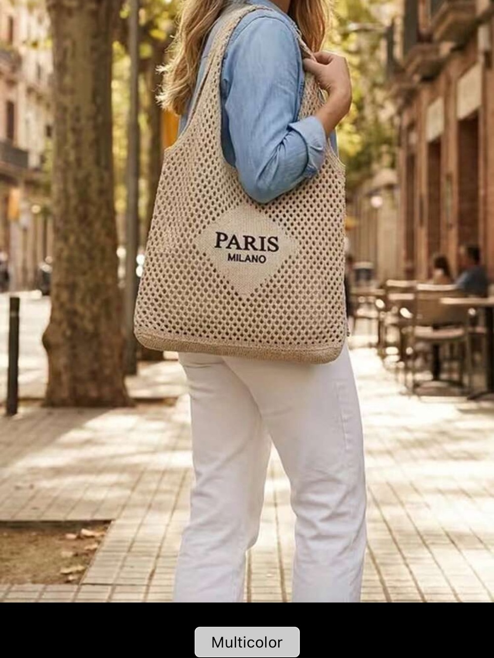 PARIS MILANO Beige Mesh Tote Bag